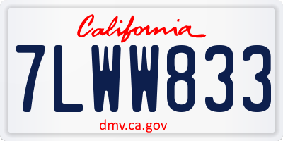 CA license plate 7LWW833