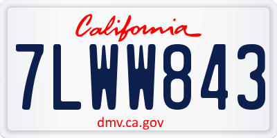 CA license plate 7LWW843