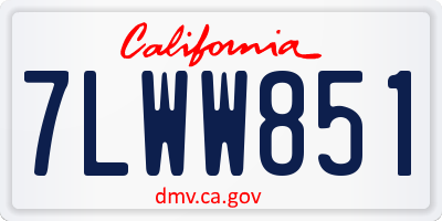 CA license plate 7LWW851