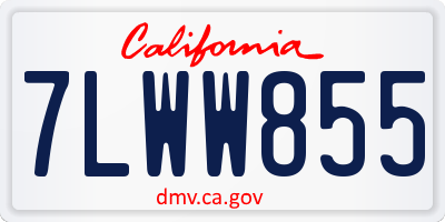 CA license plate 7LWW855