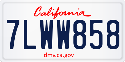 CA license plate 7LWW858