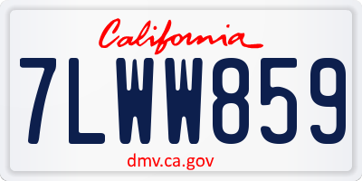 CA license plate 7LWW859