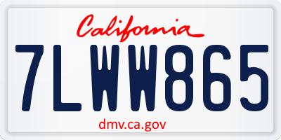 CA license plate 7LWW865