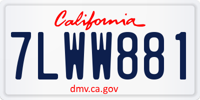 CA license plate 7LWW881