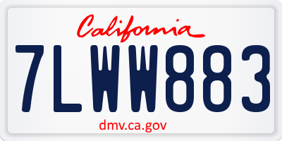 CA license plate 7LWW883