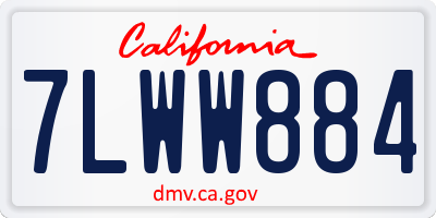 CA license plate 7LWW884