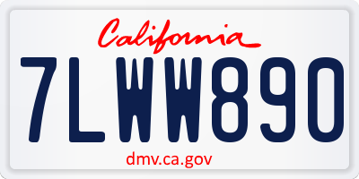 CA license plate 7LWW890