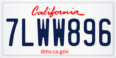 CA license plate 7LWW896