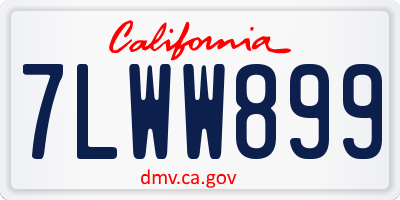 CA license plate 7LWW899