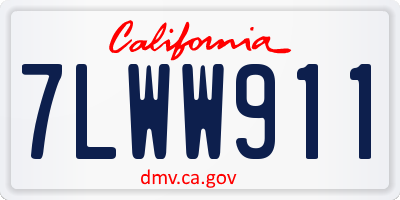 CA license plate 7LWW911