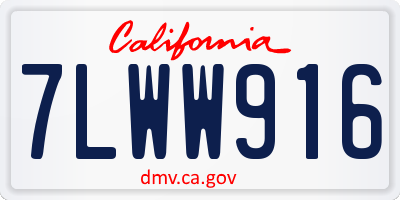 CA license plate 7LWW916