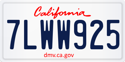 CA license plate 7LWW925