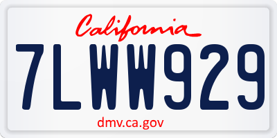 CA license plate 7LWW929