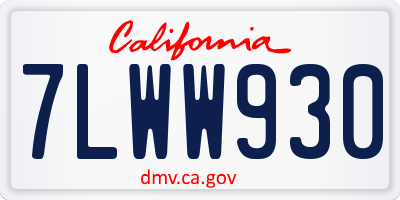 CA license plate 7LWW930