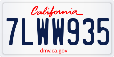 CA license plate 7LWW935