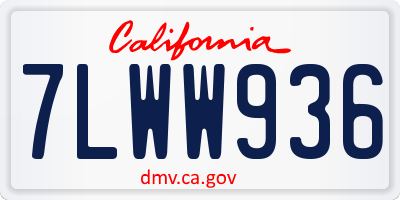 CA license plate 7LWW936