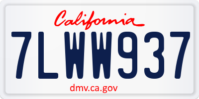 CA license plate 7LWW937