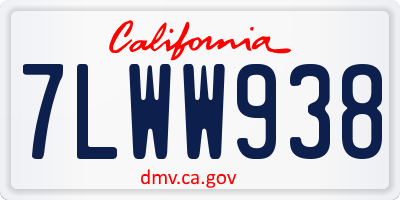 CA license plate 7LWW938
