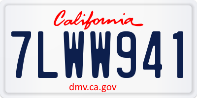 CA license plate 7LWW941