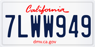CA license plate 7LWW949