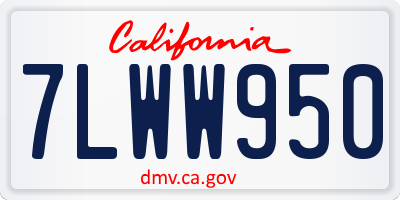 CA license plate 7LWW950