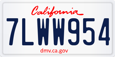 CA license plate 7LWW954