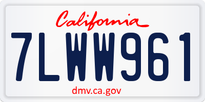 CA license plate 7LWW961