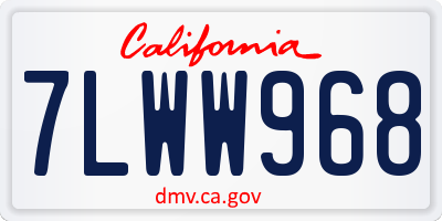 CA license plate 7LWW968