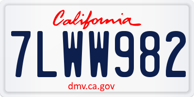 CA license plate 7LWW982