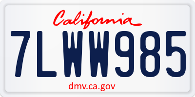 CA license plate 7LWW985