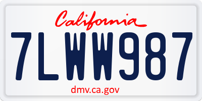CA license plate 7LWW987