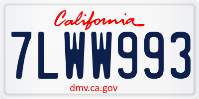 CA license plate 7LWW993