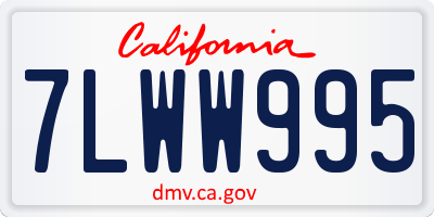 CA license plate 7LWW995