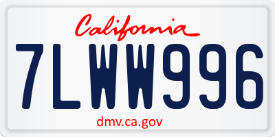 CA license plate 7LWW996