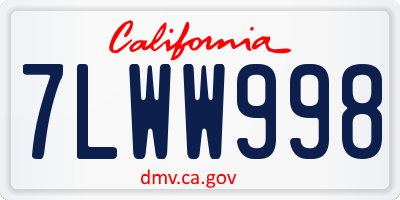 CA license plate 7LWW998
