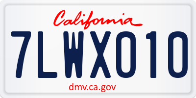 CA license plate 7LWX010