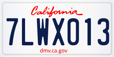 CA license plate 7LWX013