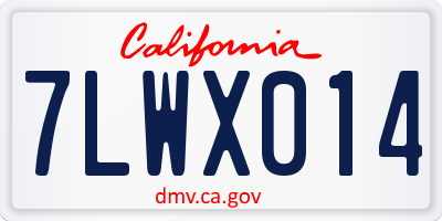 CA license plate 7LWX014