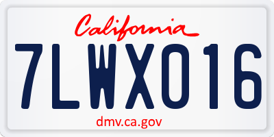 CA license plate 7LWX016