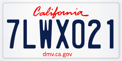 CA license plate 7LWX021