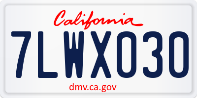 CA license plate 7LWX030
