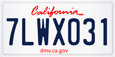 CA license plate 7LWX031