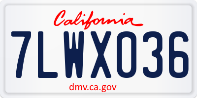CA license plate 7LWX036