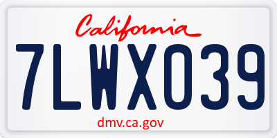 CA license plate 7LWX039