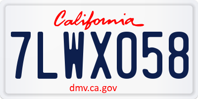 CA license plate 7LWX058