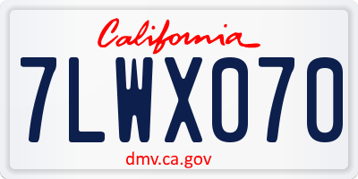 CA license plate 7LWX070