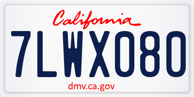 CA license plate 7LWX080