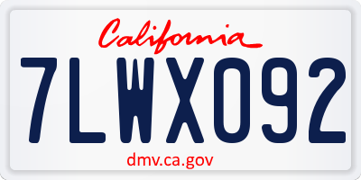 CA license plate 7LWX092