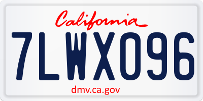 CA license plate 7LWX096
