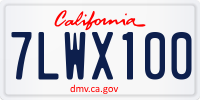 CA license plate 7LWX100